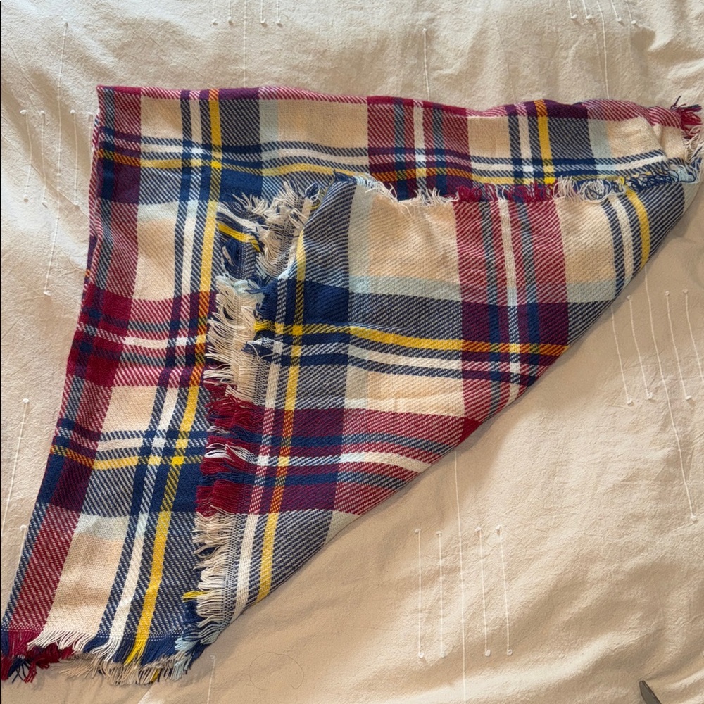 Plaid Fringed Scarf
